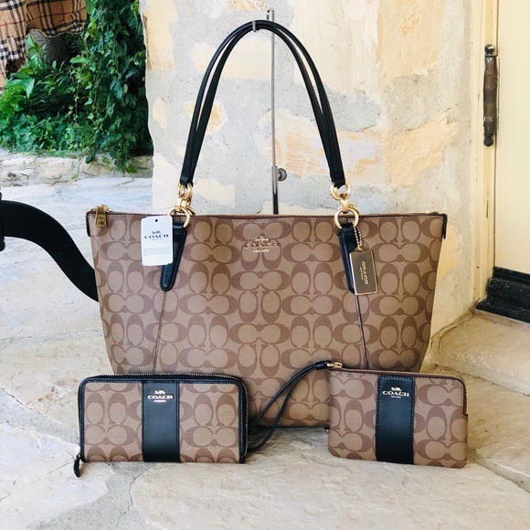 Coach Handbags - NWT Coach Signature lg Ava tote&wallet&wristlet